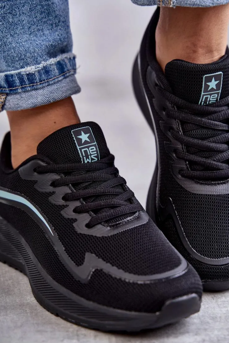Damskie Evento Damskie Modne Buty Sportowe Sneakersy Czarne Ida