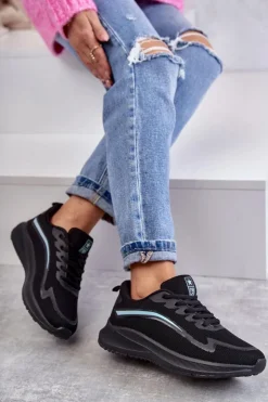 Damskie Evento Damskie Modne Buty Sportowe Sneakersy Czarne Ida