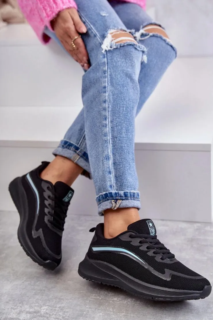 Damskie Evento Damskie Modne Buty Sportowe Sneakersy Czarne Ida