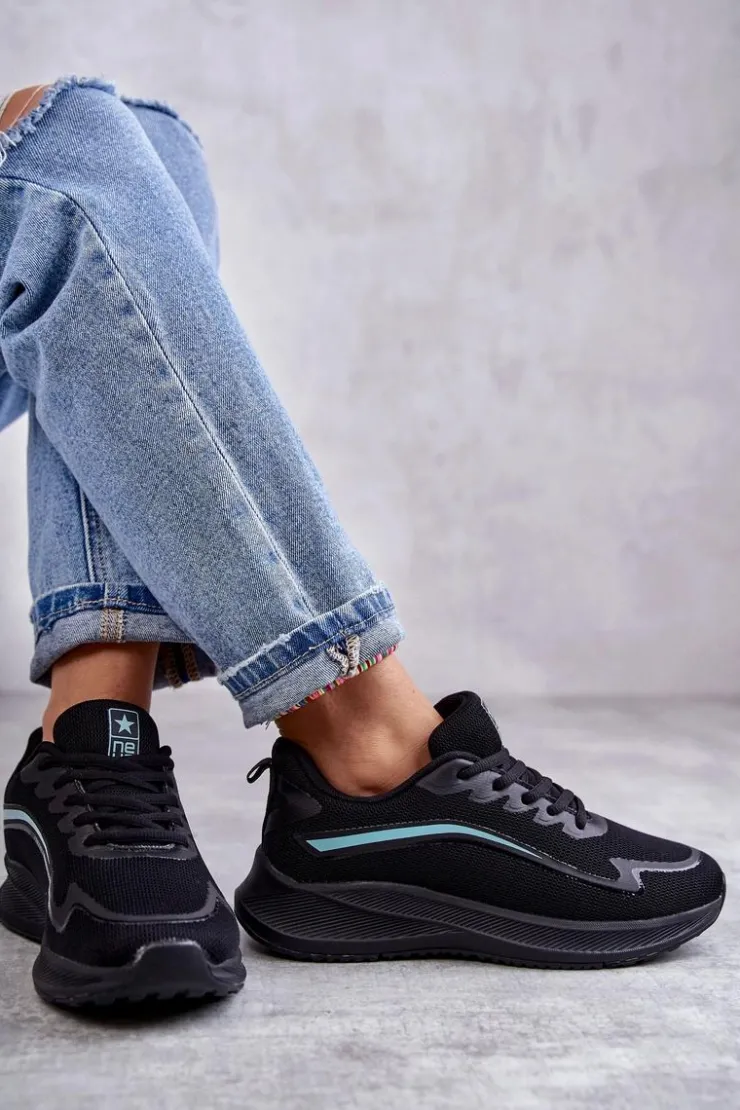 Damskie Evento Damskie Modne Buty Sportowe Sneakersy Czarne Ida