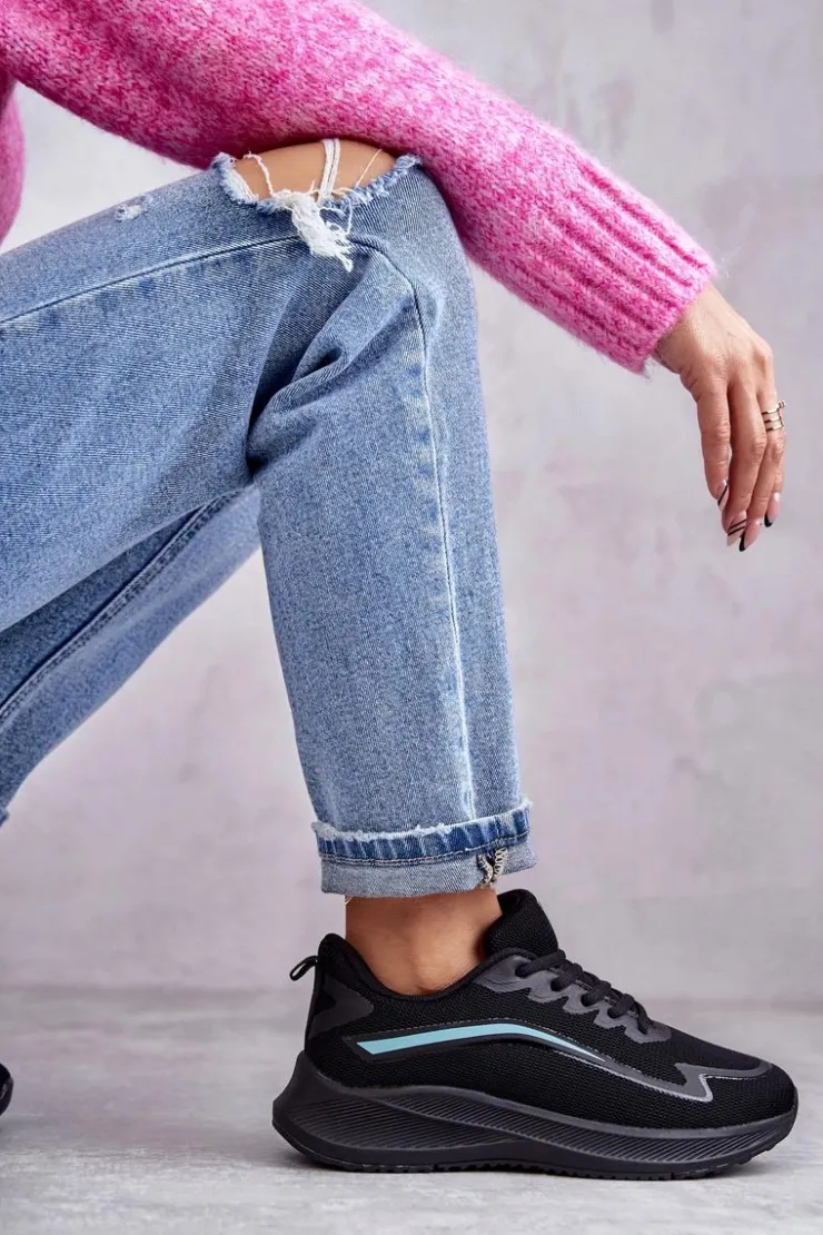 Damskie Evento Damskie Modne Buty Sportowe Sneakersy Czarne Ida