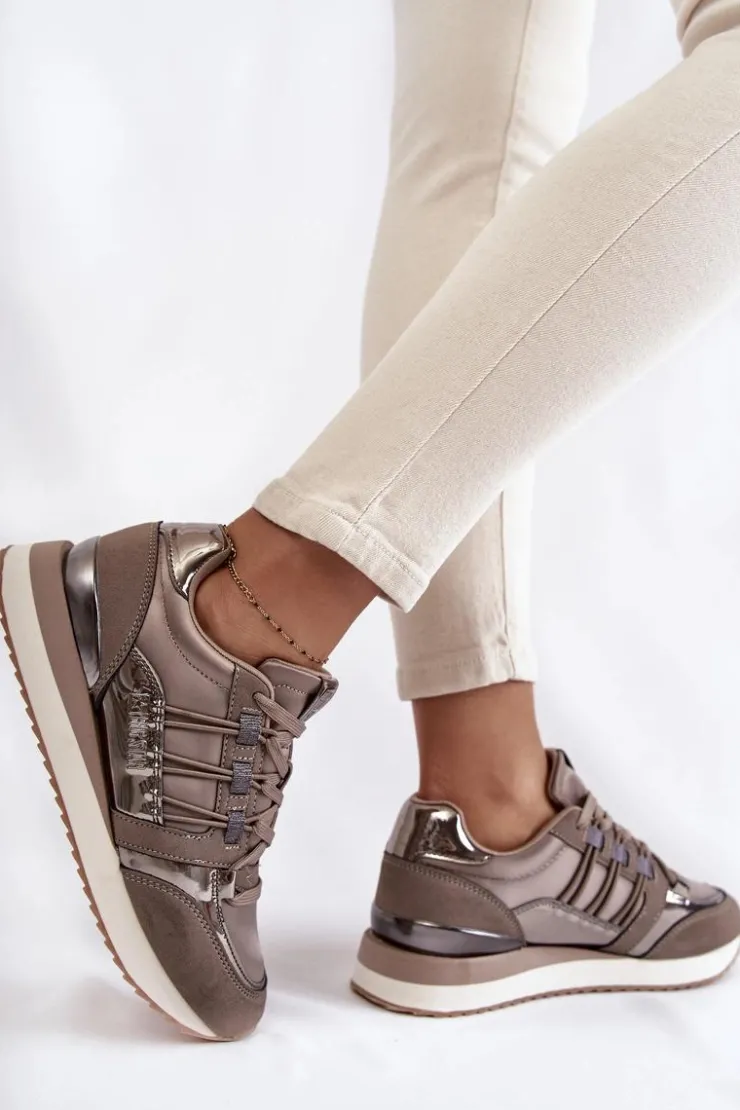 Big Star Shoes Buty Sportowe Big Star|Sneakersy Damskie*Damskie Modne Buty Sportowe Big Star KK274112 Ciemnoszare