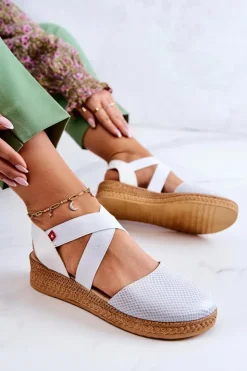 Hot Big Star Shoes Damskie Modne Espadryle Big Star JJ276036 Białe