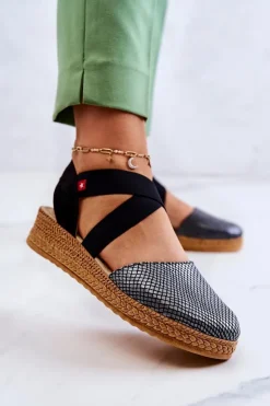 Damskie Big Star Shoes Damskie Modne Espadryle Big Star JJ276035 Czarne