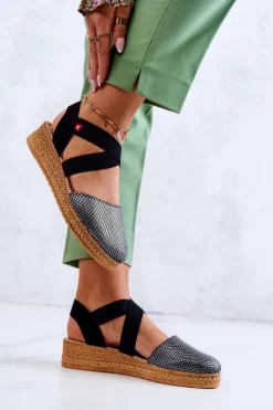 Damskie Big Star Shoes Damskie Modne Espadryle Big Star JJ276035 Czarne