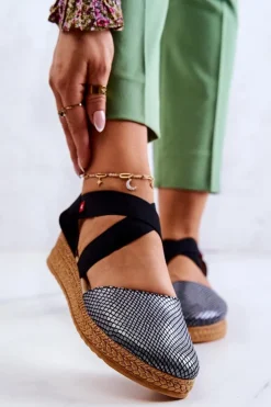 Damskie Big Star Shoes Damskie Modne Espadryle Big Star JJ276035 Czarne