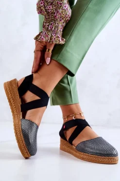 Damskie Big Star Shoes Damskie Modne Espadryle Big Star JJ276035 Czarne