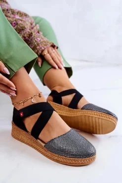 Damskie Big Star Shoes Damskie Modne Espadryle Big Star JJ276035 Czarne