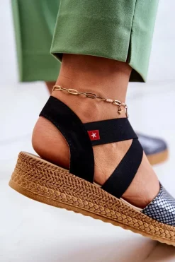 Damskie Big Star Shoes Damskie Modne Espadryle Big Star JJ276035 Czarne