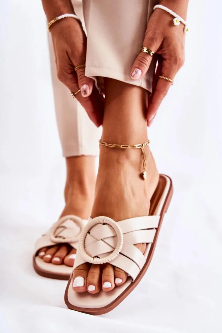 Boto Klapki Damskie Klasyczne*Damskie Modne Klapki Beżowe Sansa