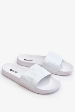 Best Big Star Shoes Damskie Modne Klapki Big Star LL274A159 Białe Biały