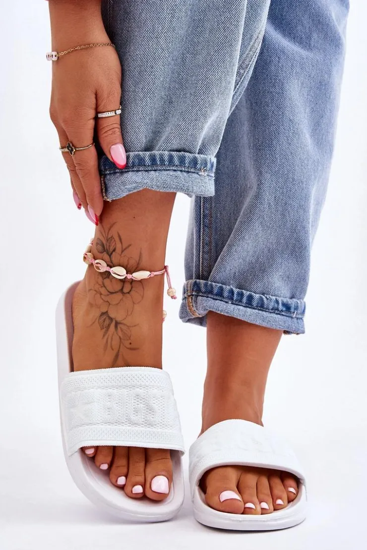 Best Big Star Shoes Damskie Modne Klapki Big Star LL274A159 Białe Biały