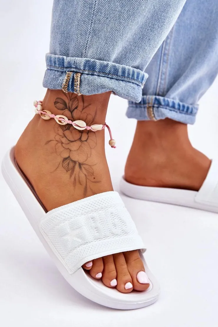 Best Big Star Shoes Damskie Modne Klapki Big Star LL274A159 Białe Biały