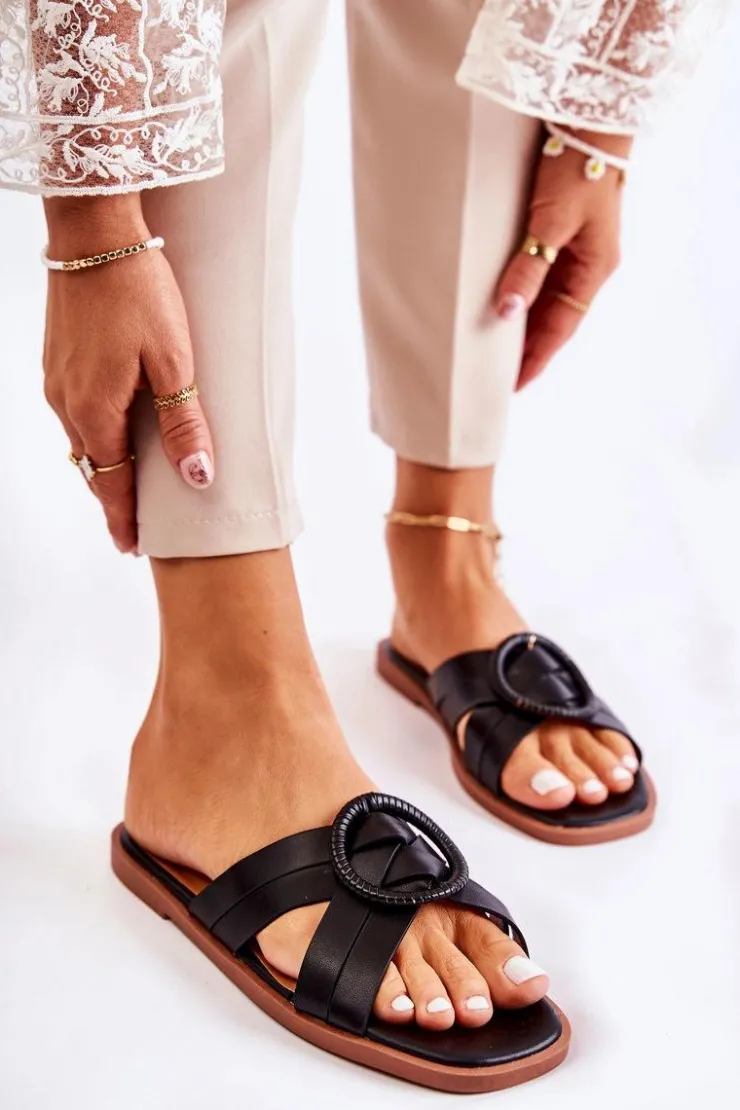 Boto Klapki Damskie Klasyczne*Damskie Modne Klapki Czarne Sansa Czarny