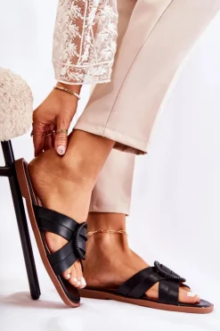 Boto Klapki Damskie Klasyczne*Damskie Modne Klapki Czarne Sansa Czarny