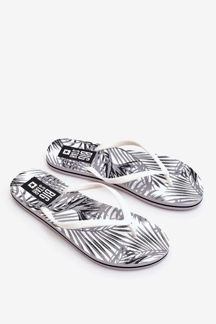 New Big Star Shoes Damskie Modne Klapki Japonki Big Star LL274818 Białe