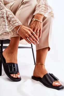 Boto Klapki Damskie Klasyczne*Damskie Modne Klapki Na Lato Czarne Sylvia