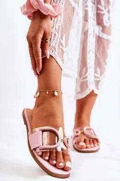 New Boto Damskie Modne Klapki Różowe Marsala