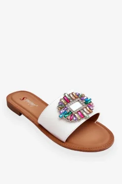 Damskie Boto Damskie Modne Klapki Z Ozdobą Białe Halsey