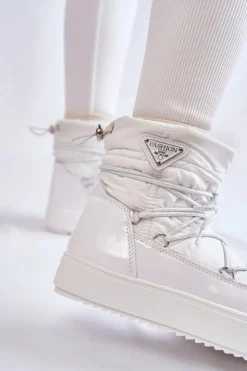 Clearance Boto Damskie Modne Śniegowce Sznurowane Białe Carrios