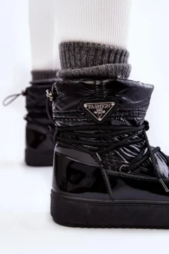 Damskie Boto Damskie Modne Śniegowce Sznurowane Czarne Carrios