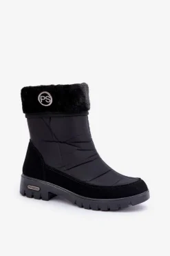 Sale Boto Damskie Modne Ocieplane Śniegowce Progress PROGJ-21-13 Czarne