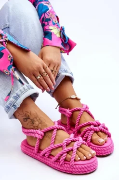 Damskie Boto Damskie Modne Plecione Sandały Fuksja Tiffanie