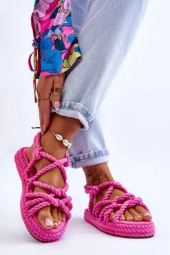 Damskie Boto Damskie Modne Plecione Sandały Fuksja Tiffanie