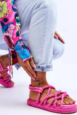 Damskie Boto Damskie Modne Plecione Sandały Fuksja Tiffanie