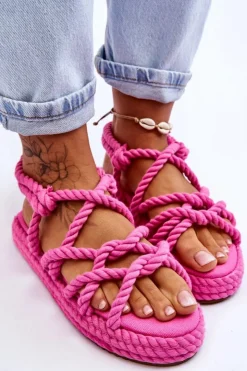 Damskie Boto Damskie Modne Plecione Sandały Fuksja Tiffanie