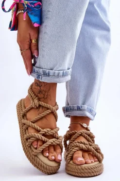 Damskie Boto Damskie Modne Plecione Sandały Beżowe Tiffanie