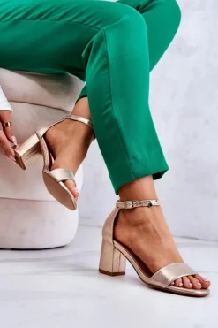Damskie Buty damskie Vinceza Damskie Modne Sandały Na Słupku Złote Lucida
