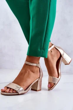 Damskie Buty damskie Vinceza Damskie Modne Sandały Na Słupku Złote Lucida
