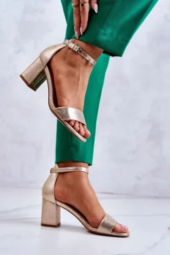 Damskie Buty damskie Vinceza Damskie Modne Sandały Na Słupku Złote Lucida