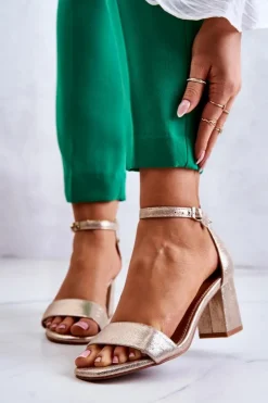 Damskie Buty damskie Vinceza Damskie Modne Sandały Na Słupku Złote Lucida