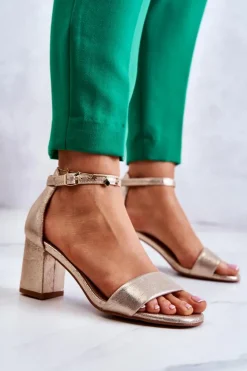 Damskie Buty damskie Vinceza Damskie Modne Sandały Na Słupku Złote Lucida
