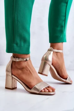 Damskie Buty damskie Vinceza Damskie Modne Sandały Na Słupku Złote Lucida