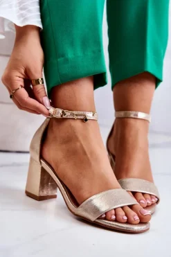 Damskie Buty damskie Vinceza Damskie Modne Sandały Na Słupku Złote Lucida