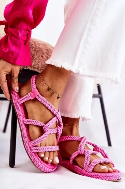 Damskie Boto Damskie Modne Sandały Plecione Fuksja Amparo