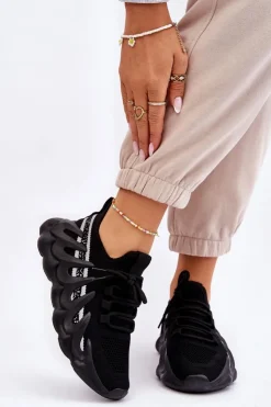 Boto Sneakersy Damskie*Damskie Modne Skarpetkowe Sneakersy Czarne Daxo