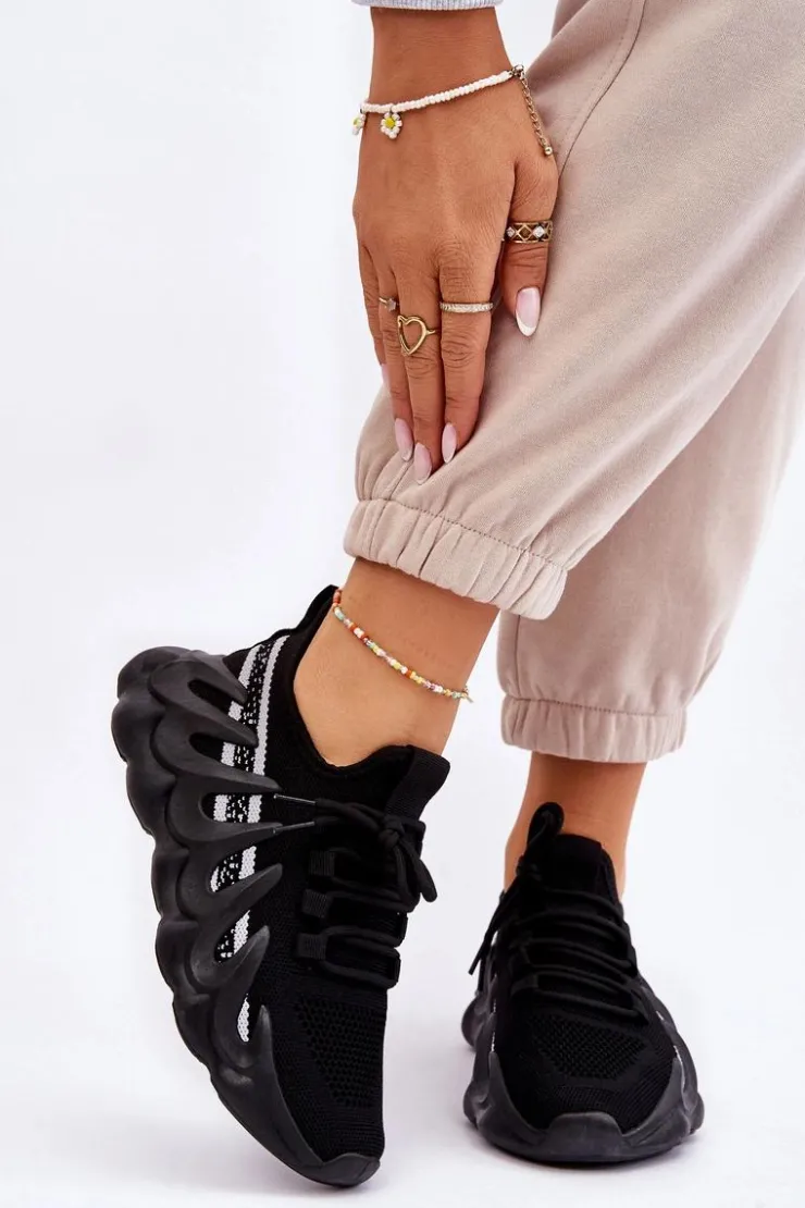 Boto Sneakersy Damskie*Damskie Modne Skarpetkowe Sneakersy Czarne Daxo