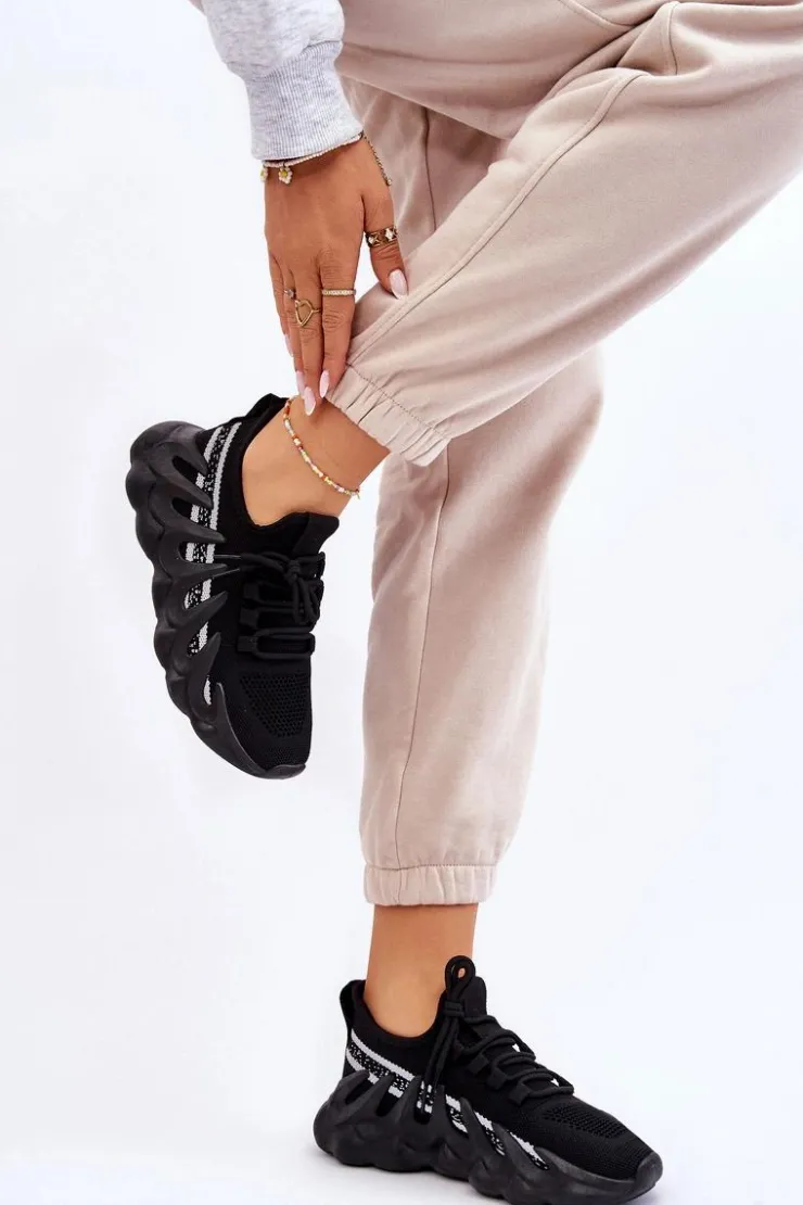 Boto Sneakersy Damskie*Damskie Modne Skarpetkowe Sneakersy Czarne Daxo