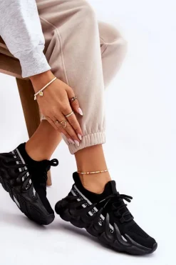 Boto Sneakersy Damskie*Damskie Modne Skarpetkowe Sneakersy Czarne Daxo