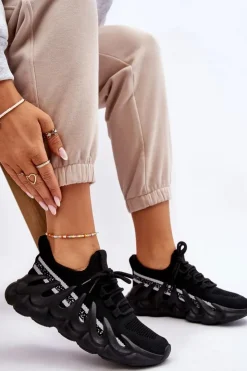 Boto Sneakersy Damskie*Damskie Modne Skarpetkowe Sneakersy Czarne Daxo