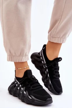 Boto Sneakersy Damskie*Damskie Modne Skarpetkowe Sneakersy Czarne Daxo