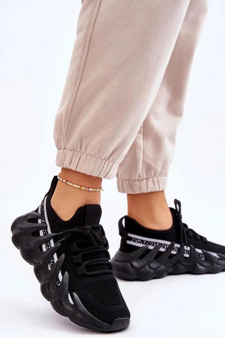 Boto Sneakersy Damskie*Damskie Modne Skarpetkowe Sneakersy Czarne Daxo