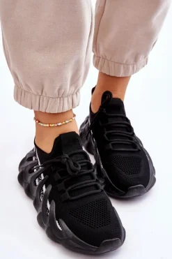 Boto Sneakersy Damskie*Damskie Modne Skarpetkowe Sneakersy Czarne Daxo