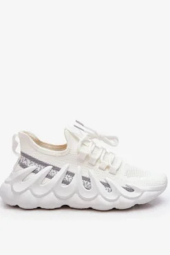 Damskie Boto Damskie Modne Skarpetkowe Sneakersy Białe Daxo