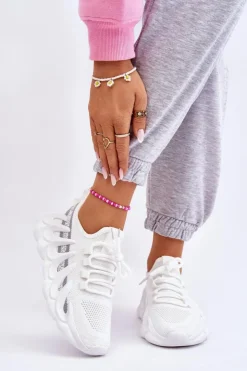 Damskie Boto Damskie Modne Skarpetkowe Sneakersy Białe Daxo