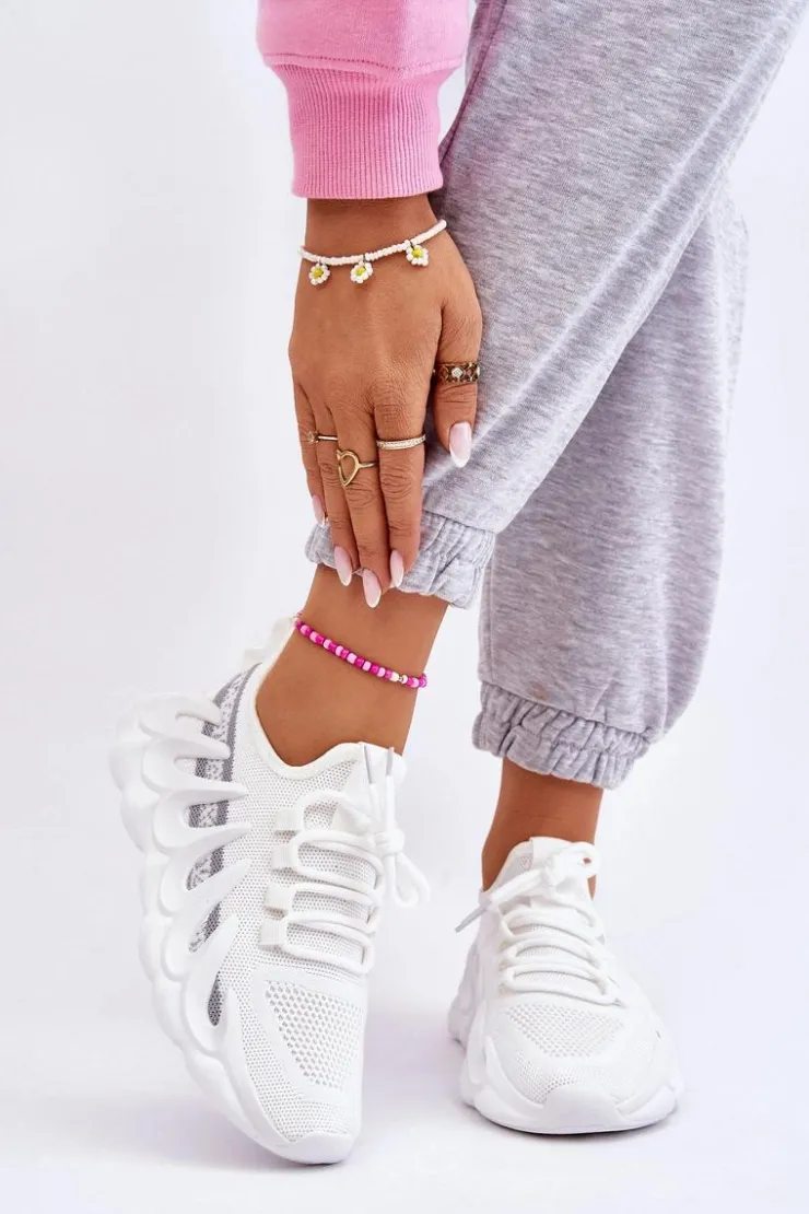 Damskie Boto Damskie Modne Skarpetkowe Sneakersy Białe Daxo